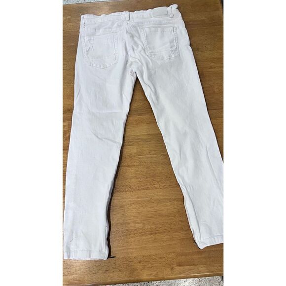 KDNK Men's Ripped Ankle Zip Tapered Leg Skinny White Jeans Light Wash Size 36 - Picture 11 of 14